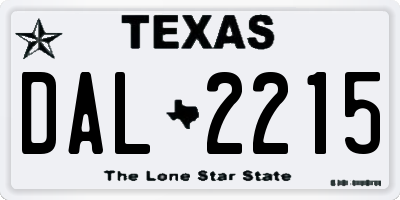 TX license plate DAL2215