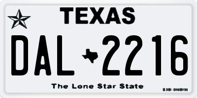 TX license plate DAL2216