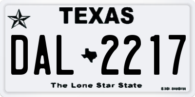 TX license plate DAL2217
