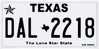TX license plate DAL2218