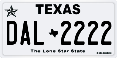 TX license plate DAL2222