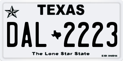 TX license plate DAL2223