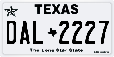 TX license plate DAL2227