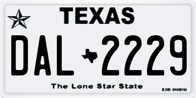 TX license plate DAL2229