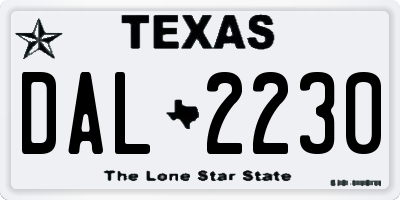 TX license plate DAL2230