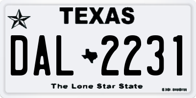 TX license plate DAL2231