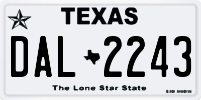TX license plate DAL2243