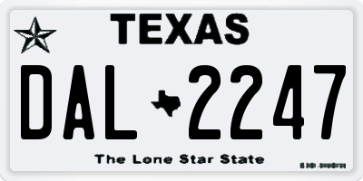 TX license plate DAL2247