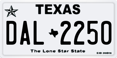 TX license plate DAL2250