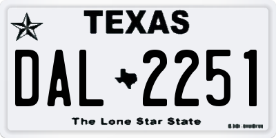 TX license plate DAL2251