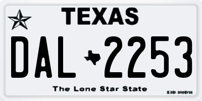 TX license plate DAL2253
