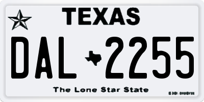 TX license plate DAL2255