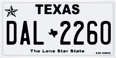 TX license plate DAL2260