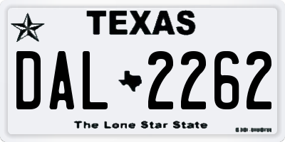 TX license plate DAL2262