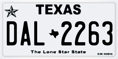 TX license plate DAL2263