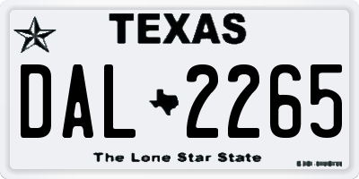 TX license plate DAL2265