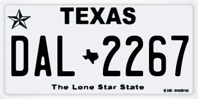 TX license plate DAL2267
