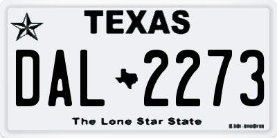 TX license plate DAL2273