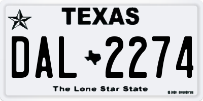 TX license plate DAL2274