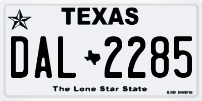 TX license plate DAL2285