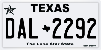 TX license plate DAL2292