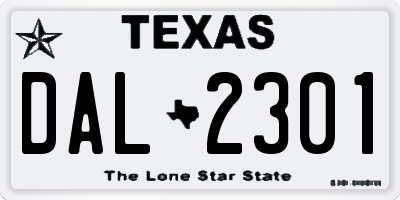 TX license plate DAL2301