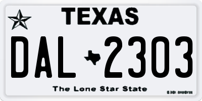 TX license plate DAL2303