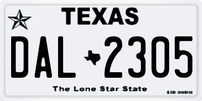 TX license plate DAL2305