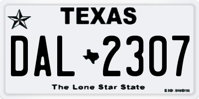TX license plate DAL2307