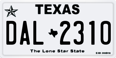 TX license plate DAL2310