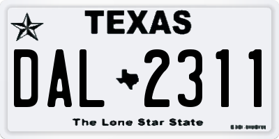 TX license plate DAL2311