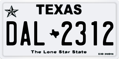 TX license plate DAL2312