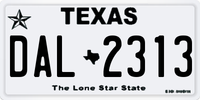TX license plate DAL2313