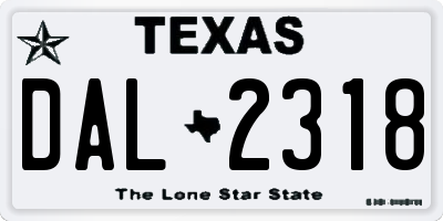 TX license plate DAL2318