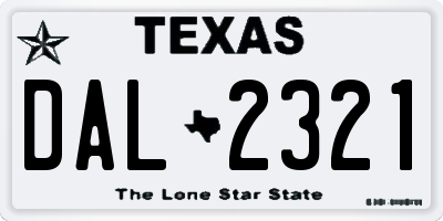 TX license plate DAL2321