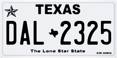 TX license plate DAL2325