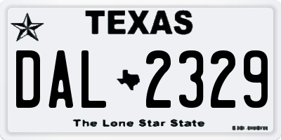 TX license plate DAL2329