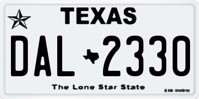 TX license plate DAL2330