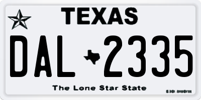 TX license plate DAL2335