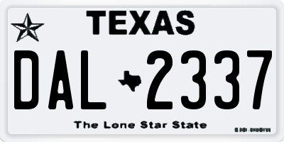 TX license plate DAL2337