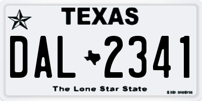 TX license plate DAL2341