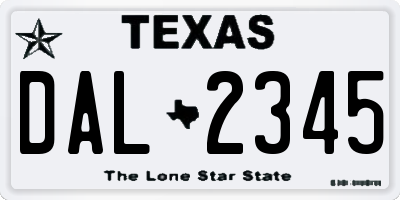 TX license plate DAL2345