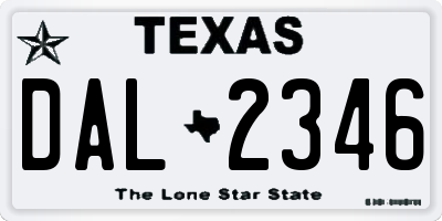 TX license plate DAL2346