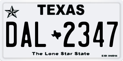 TX license plate DAL2347