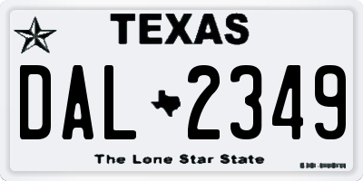 TX license plate DAL2349