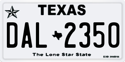 TX license plate DAL2350