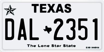 TX license plate DAL2351