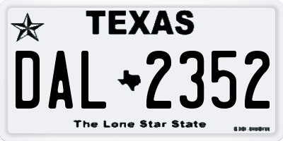 TX license plate DAL2352