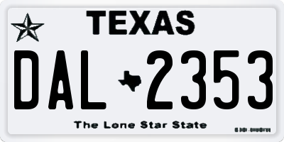 TX license plate DAL2353