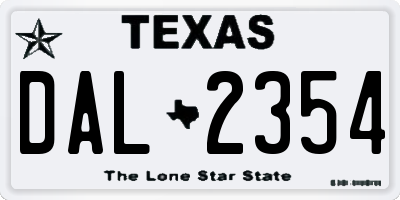 TX license plate DAL2354